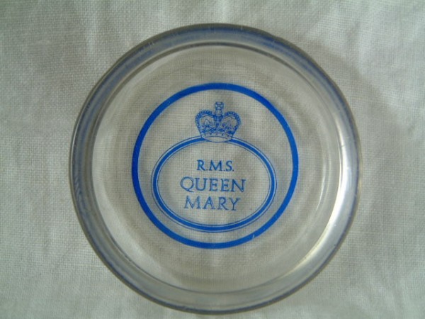GLASS DISH FROM THE LINER THE RMS QUEEN MARY